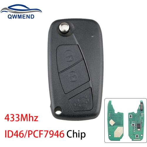 BHKEY 3Buttons Remote Car key For Fiat 433Mhz ID46/PCF7946 Chip For Fiat 500 Panda Idea Punto Stilo Ducato Car keys