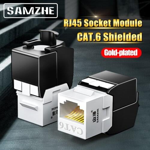 SAMZHE RJ45 Shielded Cat5e Cat6 FTP Inline Modular Coupler Keystone,8P8C Female Jack Connector Adapter Lan Cable