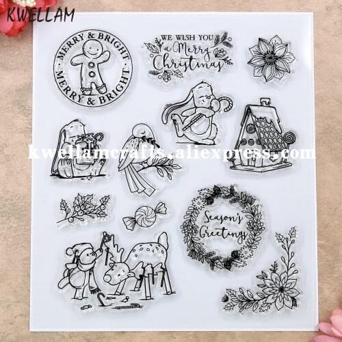 Merry Christmas Seasons Greetings Bird Scrapbook DIY photo cards rubber stamp clear stamp transparent stamp 15x17cm KW8120118