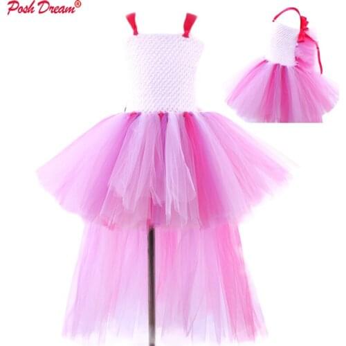 POSH DREAM New Unicorn Girl Dance Dresses Chiffon Tulle Train Kids Dresses for Girls Toddler Baby Girls Clothes for Birthday