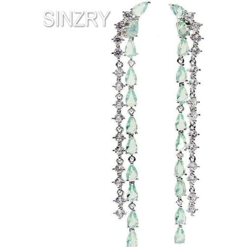 SINZRY elegant long tassel cubic zircon waterdrop dangle earrings trendy personality party earrings for women costume jewelry