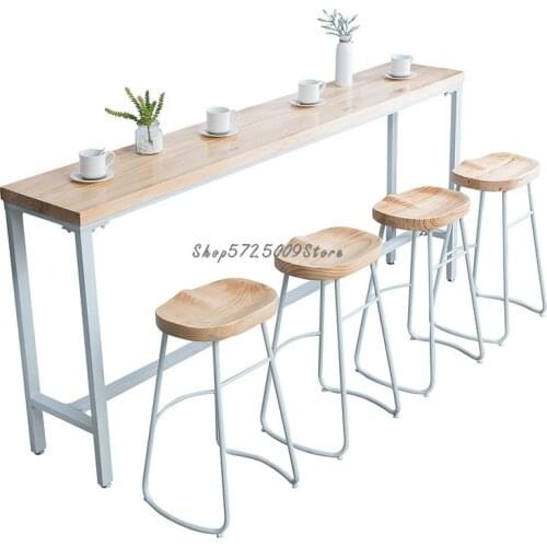 Nordic solid wood bar table home modern minimalist balcony against the wall narrow table high table milk tea shop bar table and