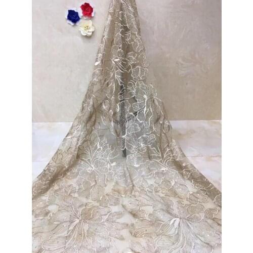 Bridal french lace fabric african tulle lace fabric 5 yards stones net lace fabric S-9723 for dress