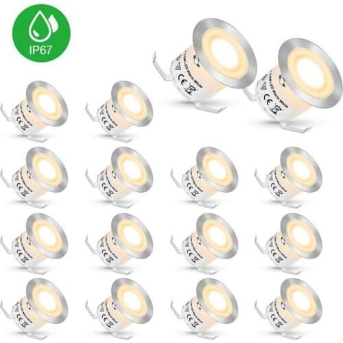Thrisdar 10/16PCS 12V 32mm Recessed LED Deck Light EU/USA/UK Plug Garden Pathway Step Light Landscape In ground Light