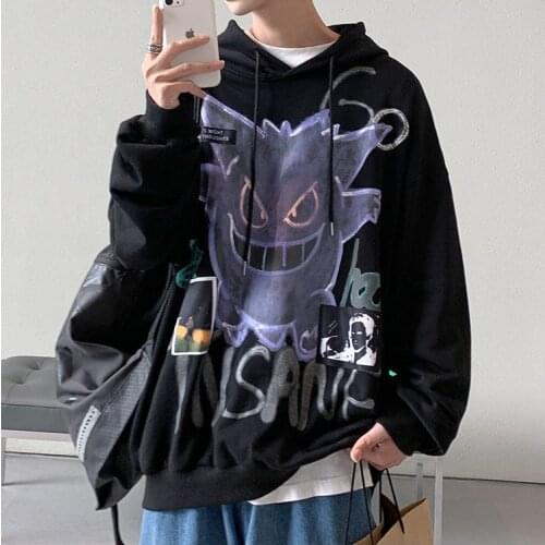 Japanese Little Devil Anime Hoodie Autumn Sweatshirt Fashion Print Loose Long Sleeved Clothes ins Streetwear Pullovers