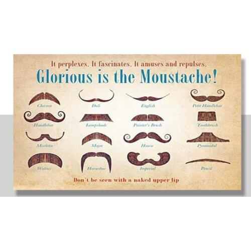 Glorious is the Moustache! Tash Collection Old Barber Shop, Small Metal Tin Sign