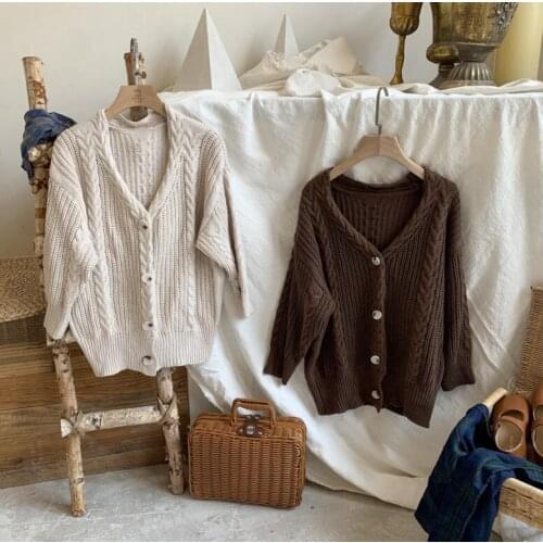 2021 New Arrival Girls Boys Knitted Sweaters Autumn Full Sleeve Fashion Kids Cardigan Sweater 2-8 Years MY679