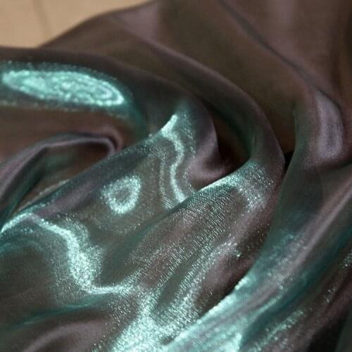 One meter Bright silky high density Organza fabric Emerald green sewing Designer customized DIY dress for women tissu