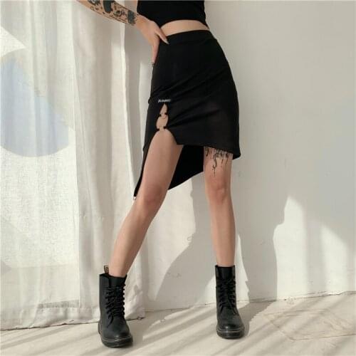 Summer Harajuku Punk Style Irregular Skirts Women Asymmetrical High Waist Skirts Girls Gothic Half Skirts