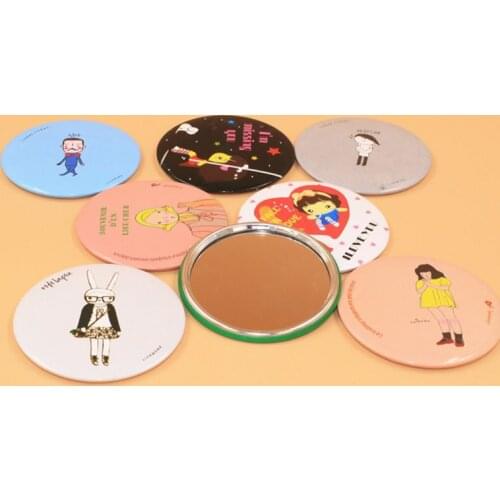 1Pc Cute Cartoon Mini Portable Circular Hand Mirror Pocket Portable Makeup Tool M76F