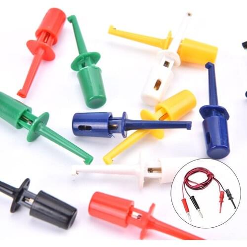 12pcs/pack Small Useful Multimeter Lead Wire Test Probe Hook Clip Grabbers Connectohm Test Tool