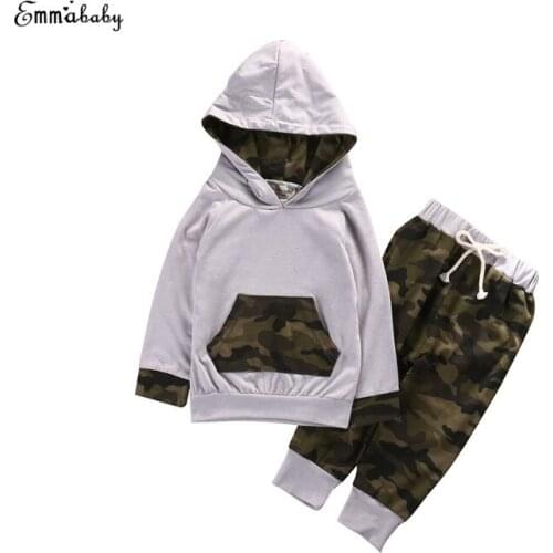 Autumn Fashion Active Newborn Toddler Infant Baby Boys Girls Hooded Long Sleeve Cotton Tops Pants 2PCS Outfits Clothes 0-24M