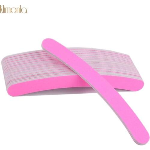 5pcs Pink Nail File Blocks 180 Grits Curve Banana Nail Sanding Buffers Manicure Pedicure Nail Art Care Tips