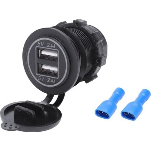 5V 4.8A Dual Usb Charger Socket Adapter Power Socket For 12V 24V Car Ship Rv