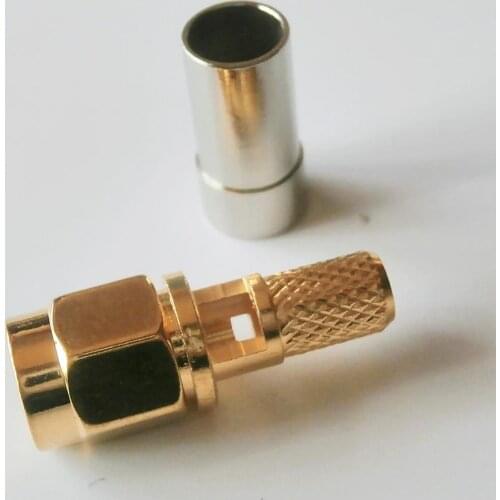 5X Pcs RF Connector Socket SMA Male Window Jack Crimp for LMR195 RG58 RG142 RG223 RG400 Cable Plug Gold Plated Straight Coaxial