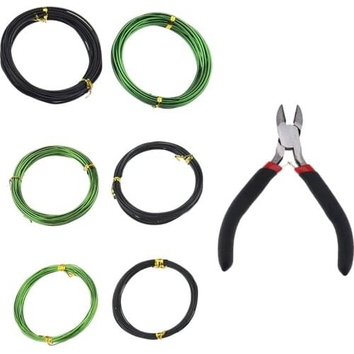 7PCS 5M Bonsai Tree Training Wires with Wire Cutter Kit Anodized Aluminum Anti-Corrosion Rust Resistant