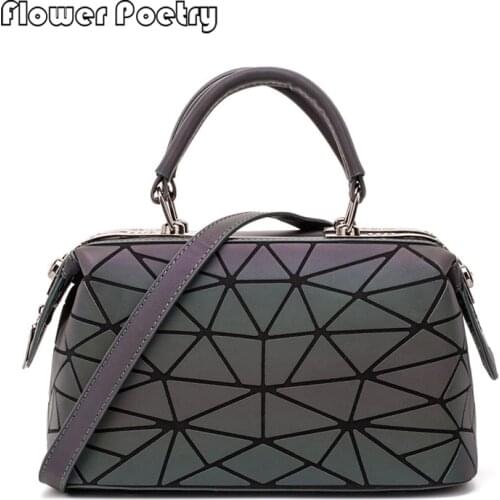 Ladies Geometric Handbag Bags Women Luminous Boston Bag Female Messenger Bags Plain Shoulder Bags Holographic Tote Clutch Sac