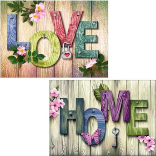 DIY Diamond Painting Cross Stitch Handwork Full Diamond LOVE HOME Alphabet Sticker Decorative Painting Kits Paint By Diamonds