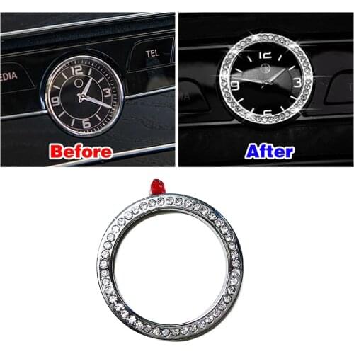 For Mercedes Benz GLC 253 2015-2019 Central Console Clock Watch Frame Artificial Crystal Diamond Ring Trim Styling Decal