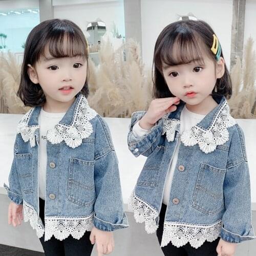 Girls Denim Coats baby Boys Jacket Embroidered lace Flower Girls Jackets Jeans Toddler Outerwear Coat Clothes cowboy Girls Coat