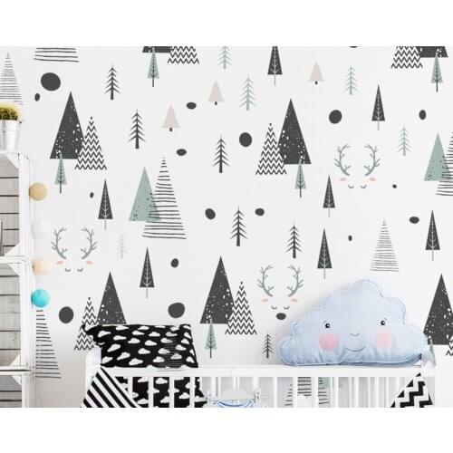 Forest Geometric Deer Triangle Wall decor sticker Stickers for Kids Room Kindergarten Classroom Decoration Posters Art Home cafe