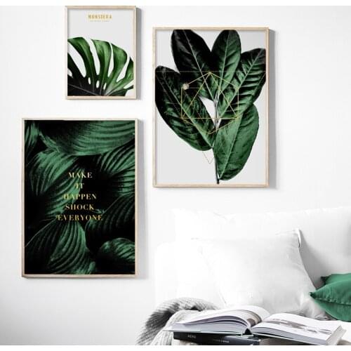 Canvas Art Print Big Green Topical Leaf Nordic Posters And Prints Wall Art Canvas Painting Wall Pictures For Living Room