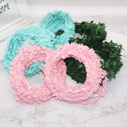 1m artificial flowers rattan Leaf Nylon Iron Wire DIY wreath Accessory For Wedding Car Decoration garland silk Scrapbooking