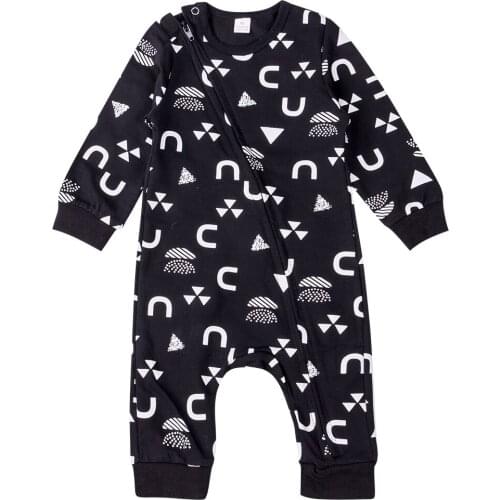 Pudcoco 2018 Newborn Toddler Baby Boy Girl Romper Geometric Print Long Sleeve Costume Romper Autumn Cotton Outfit Clothes 0-18M