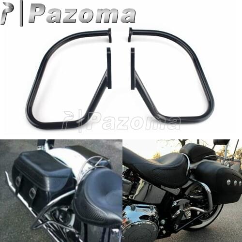 7/8" 22mm Steel Motorcycle Saddle Bag Guard for Harley Softail Deluxe FLSTN Saddlebags Rail Bar Crash Protector 2005-2017