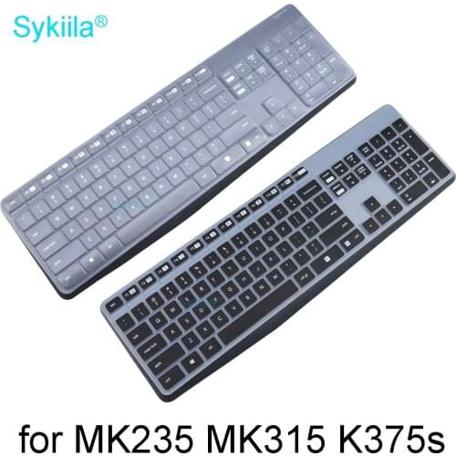 Keyboard Cover for Logitech MK235 MK315 K375S 2019 2020 Wireless Black Clear Transparent Silicone TPU Skin Case Protective