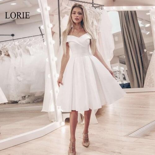 LORIE Short Lace up Wedding Dress Off the Shoulder Simple A-Line Bridal Gowns White Ivory Robe De Mariage Wedding Party Dresses