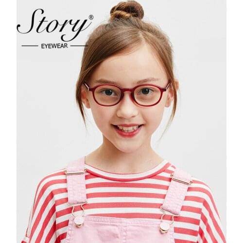 STORY Fashion Oval Anti-blue Kids Glasses 2020 Brand Design Pink TR90 Frame Blue Light Blocking Computer Glasses Girl Boy PS205