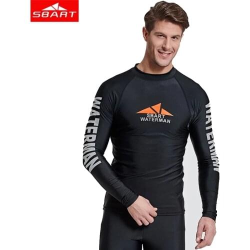 SBART Men Rash Guard Long Sleeve UPF 50+ UV Protection Swimsuits Top Swimming T-Shirts Baselayer Cool Dry Compression Wetsuit