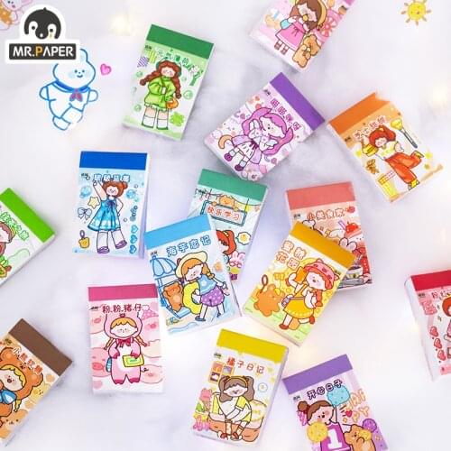 Mr.paper 16 Designs 50 Pcs/book Cartoon Style Sweetheart Collection Series Stickers Creative Hand Account Decor DIY Material