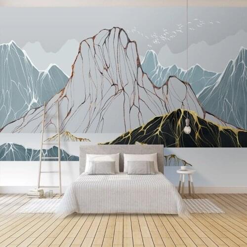 Photo Wallpaper Modern Art Abstract Lines Ink Landscape Murals Decor Living Room Bedroom Waterproof Wall Painting 3D Wall Cloth