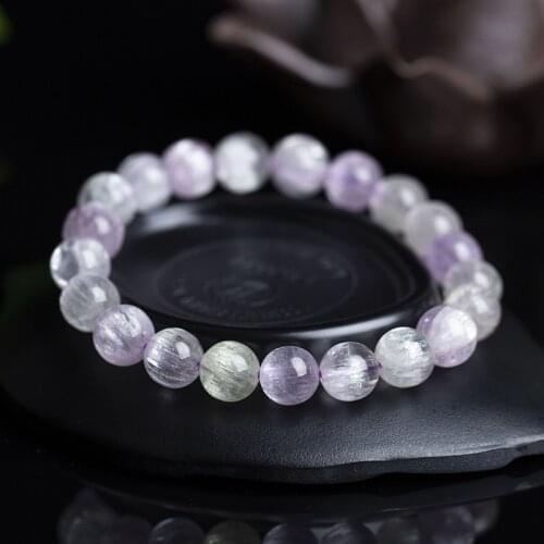 Natural 7A Kunzite 7mm-11mm Round Charm gem stone beads Stretch bracelet