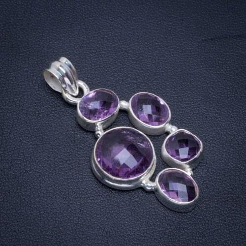 Natural Amethyst Handmade Unique 925 Sterling Silver Pendant 1.75" B3286