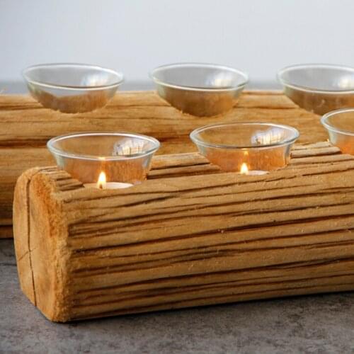 Pannow Decorative Wooden Candlesticks