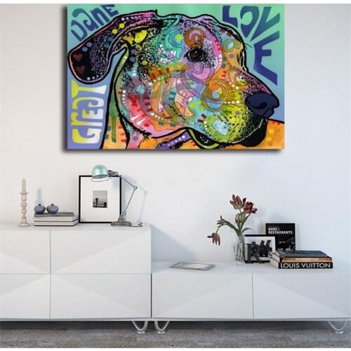 Great Dane Luv By Dean Russo Minimalist Watercolor Art Canvas Poster Painting Wall Picture Print Home Bedroom Decoration Artwork