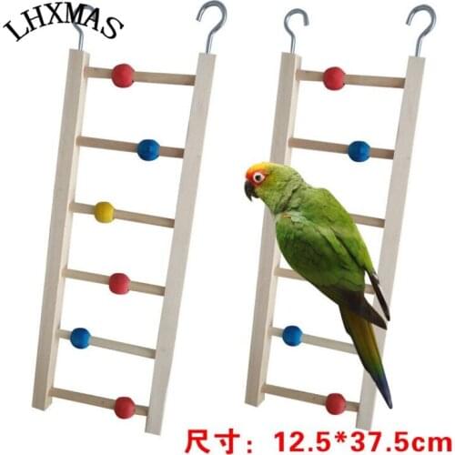 Latest Parrot Toy Wooden Stairs Squirrel Wooden Ladder Standing With Colorful Beads Cage Accessories D247