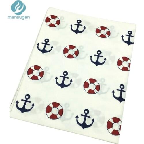 50cm*160cm Simple Chic Anchor Lifebuoy printed 100% Cotton Fabric For Home decoration Sewing Cushions Bedding Textile