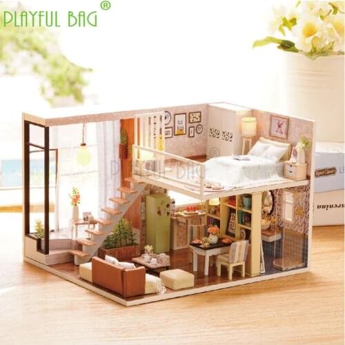 Parents and children accompany Zhiqu house DIY cottage villa waiting time hand assembled toys lovely Mini fun birthday gift ud07