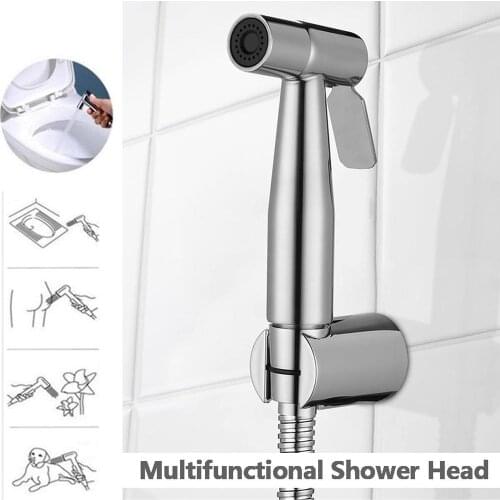 WUJIE 304 Stainless Steel Handheld Bathroom Toilet Bidet Faucet Shower Sprayer Jet with T-adapter Hose Kit Self Cleaning Fixture