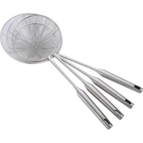 4 Pcs Premium 304 Stainless Steel Spider Mesh Strainer & Colander Ladle Skimmer Cooking Tool Kitchenware Heat-Resistant