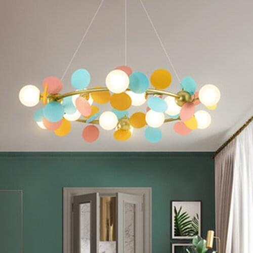 Nordic art tree design living room led chandelier creative multicolor wreath diningroom master bedroom bar decor hanging lamps