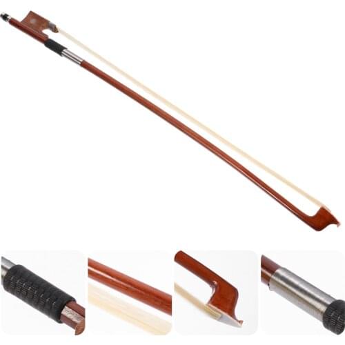 1/10 Violin Bow Replacement Red Sandalwood Violin Bow With Horse Accessory