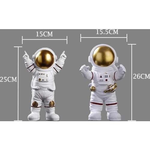 Resin 25 cm Tall Standing Astronaut With Victory Pose Figurine Victorious Cosmonaut Statue Home Decor Gift For Man & Boyfriend