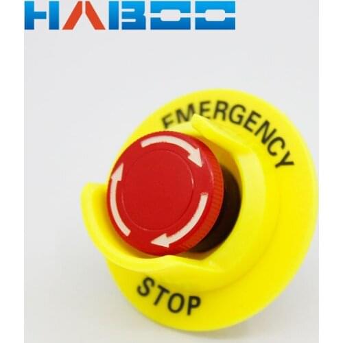 5pcs packing HBD16-F4R1L LED emergency stop switch +protection cover+label 3A 250V IP65 24V LED switch
