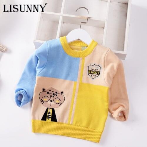 Boys Sweater 2021 Spring Autumn Baby Sweater Jumper Children Sweater Cartoon Color Matching Toddler Pullover Kids Clothes 1-7y