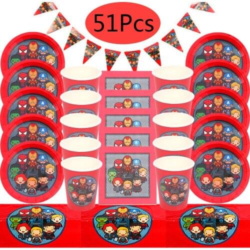 Avenger Theme Birthday Party Decorations Paper Napkins Plates Cups Flag Tablecloth Disposable Tableware Set Baby Shower Supplies